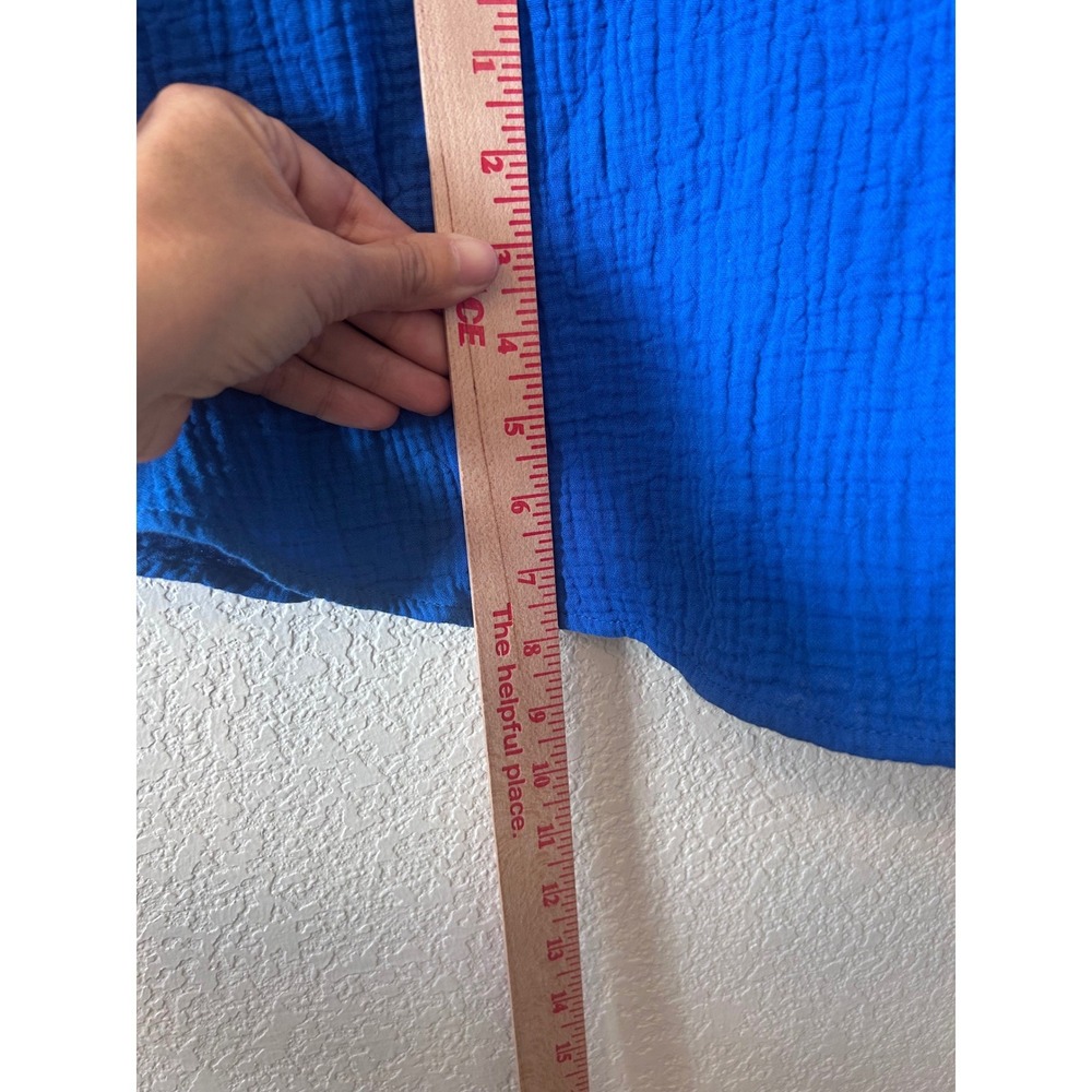 J. Jill 100% Cotton-Gauze‎ One-Pocket Blue Lagenlook Shirtdress SZ XS - Picture 9 of 10